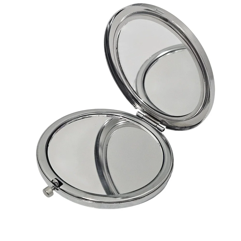 Silver Heavy Duty Metal Compact Double Sided Mirror Purse Travel Accessory New
